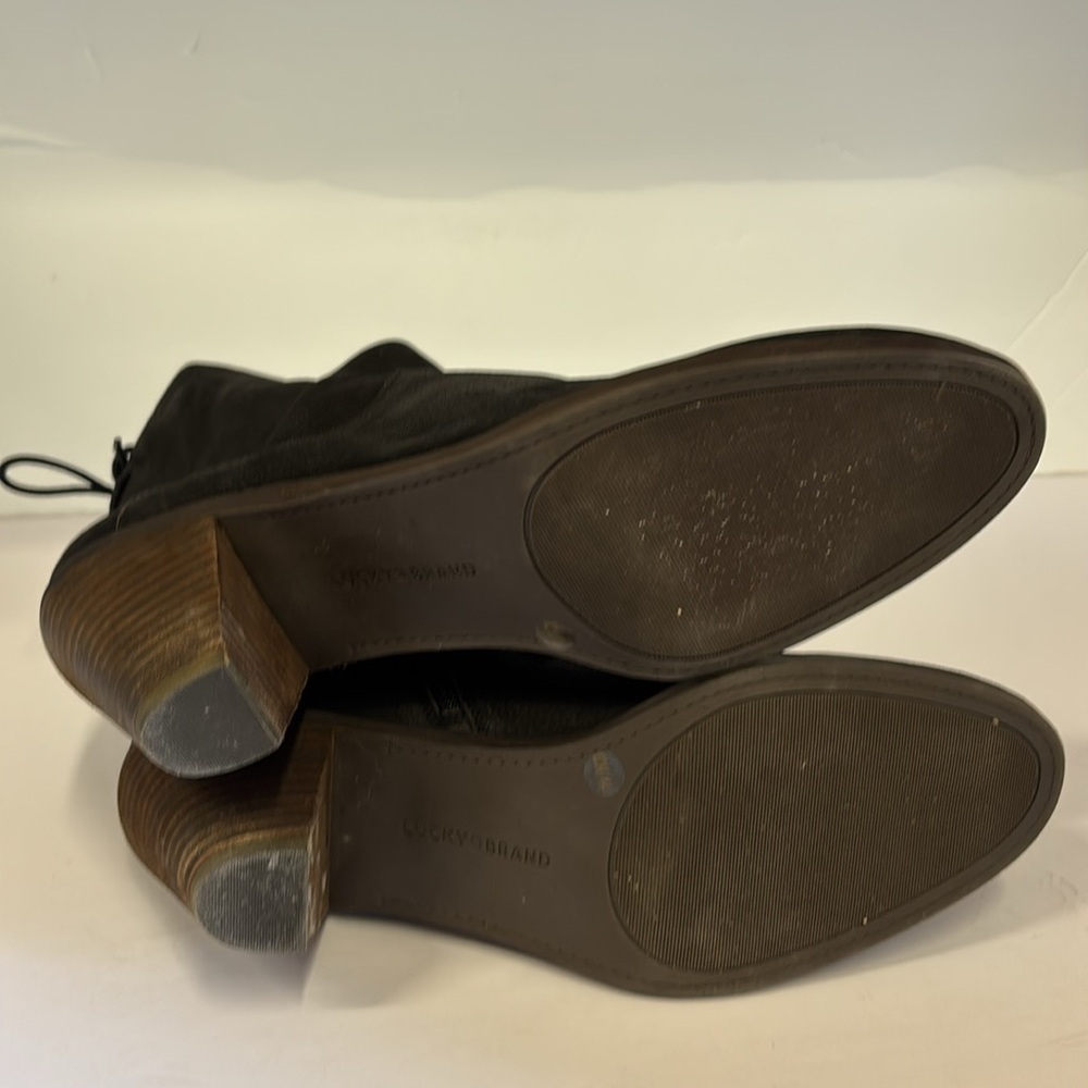 Lucky Brand Jalie Black Suede Ankle Lace Up Healed Bootie - Picture 11 of 12
